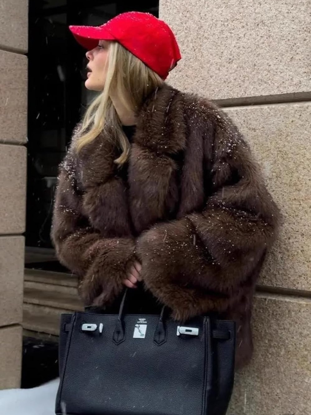 Luxurious Brown Faux Fur Coat - Women Jackets & Coats